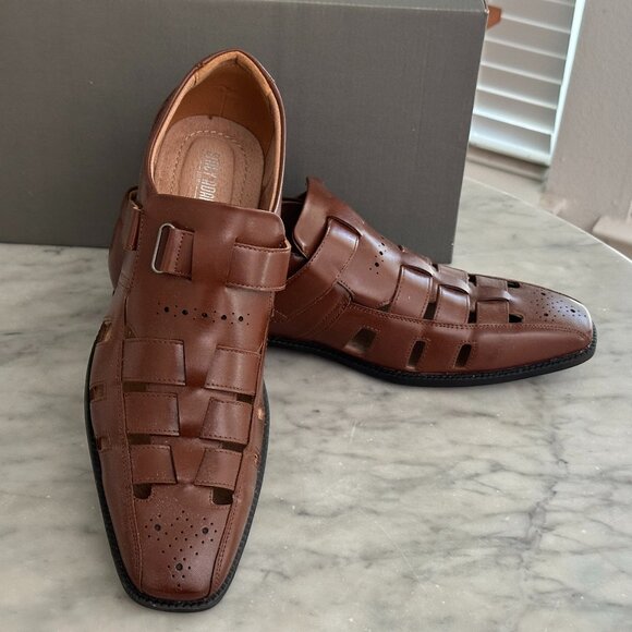 Stacy Adams Calax Men’s Cognac Brown Fisherman Dress Sandals Size 13M New Box main image 8